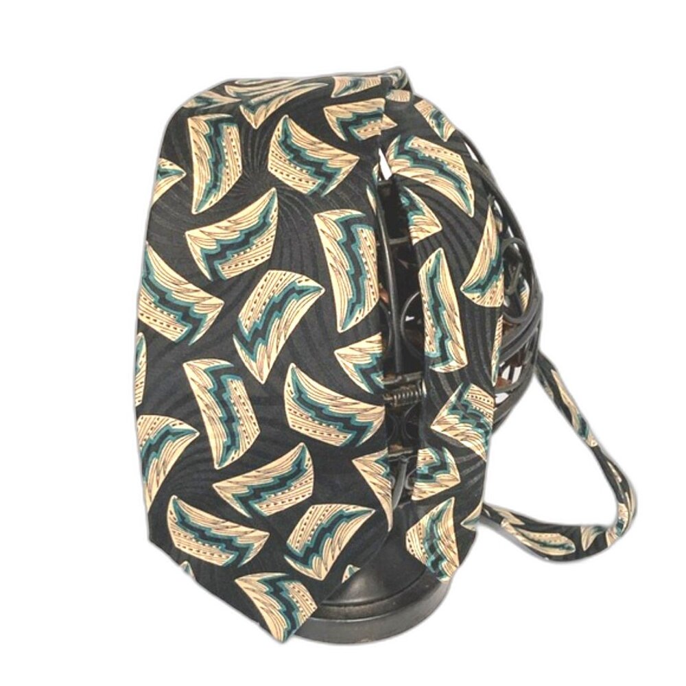 SWING Silk Vintage Bold Geometric Tie Black teal Beige 57 x 4 inches